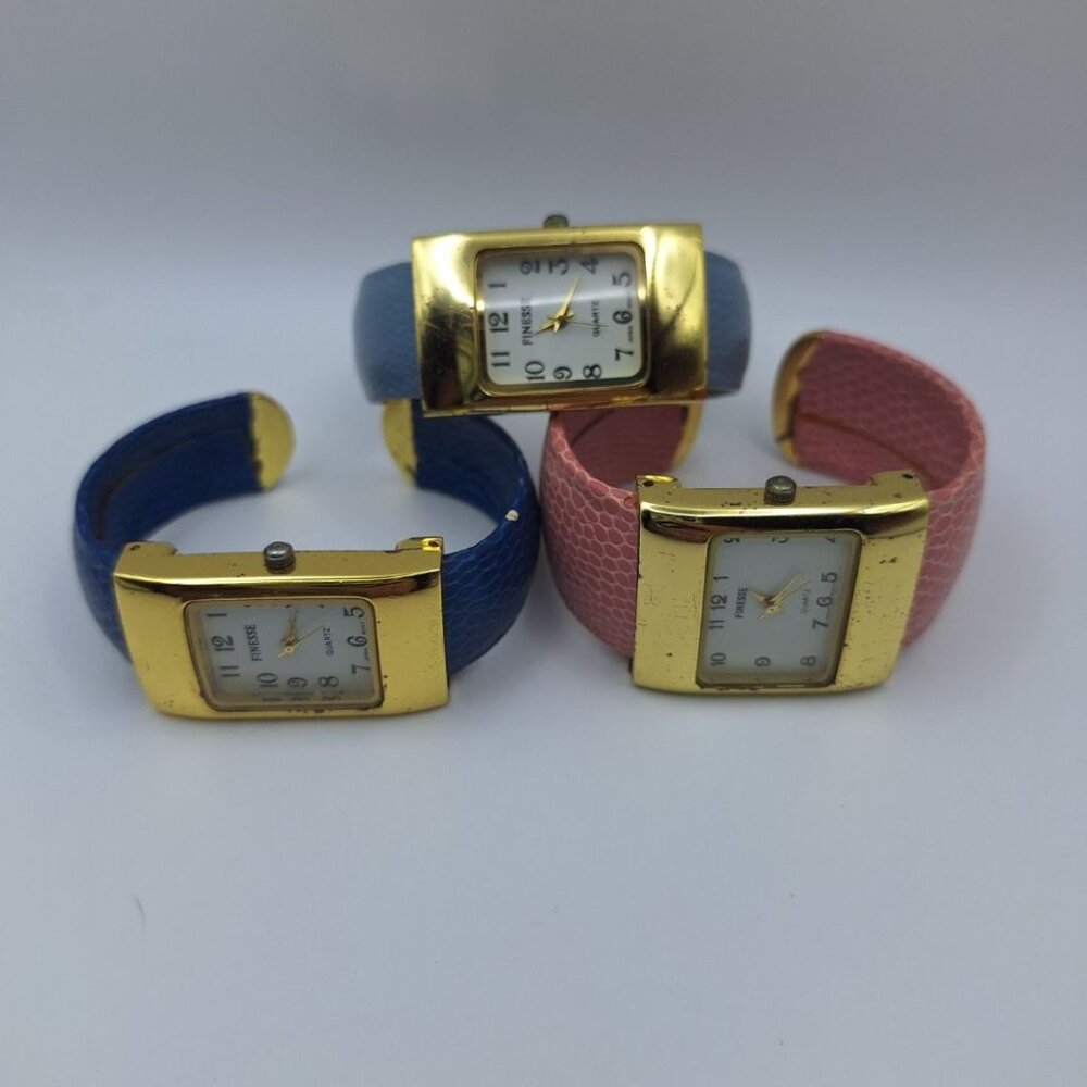 Finesse Watches Set 3‎ Blue Pink Quartz Stainless Cuff